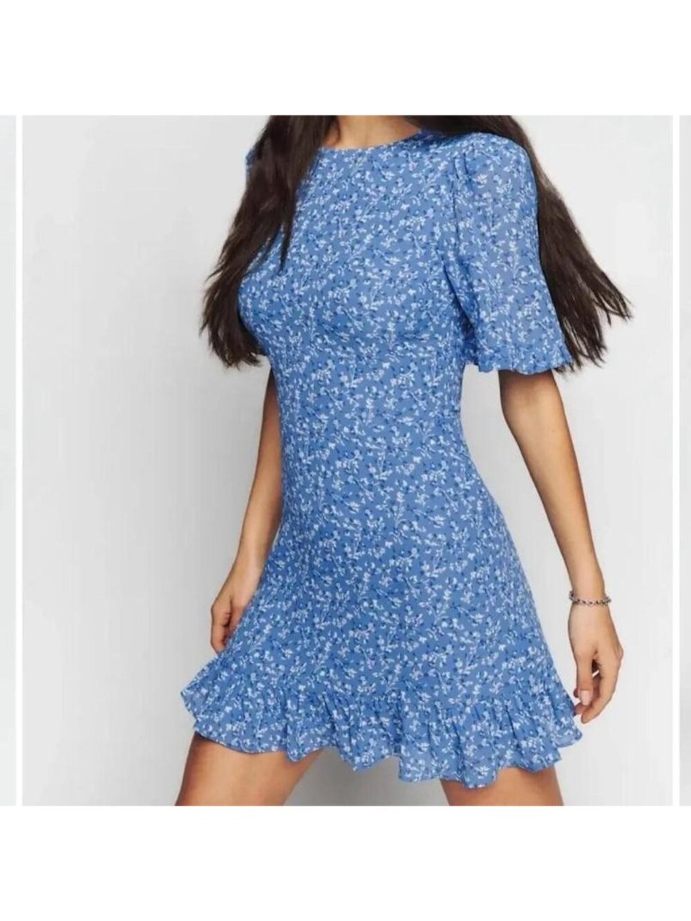 Alaina floral Reformation blue floral mini dress XS 2 4 (see note)